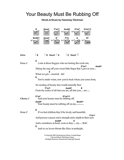 Hawksley Workman Your Beauty Must Be Rubbing Off Sheet Music Download Pdf Score 1023 Hawksley Workman Your Beauty Must Be Rubbing Off Sheet Music Download Pdf Score 1023