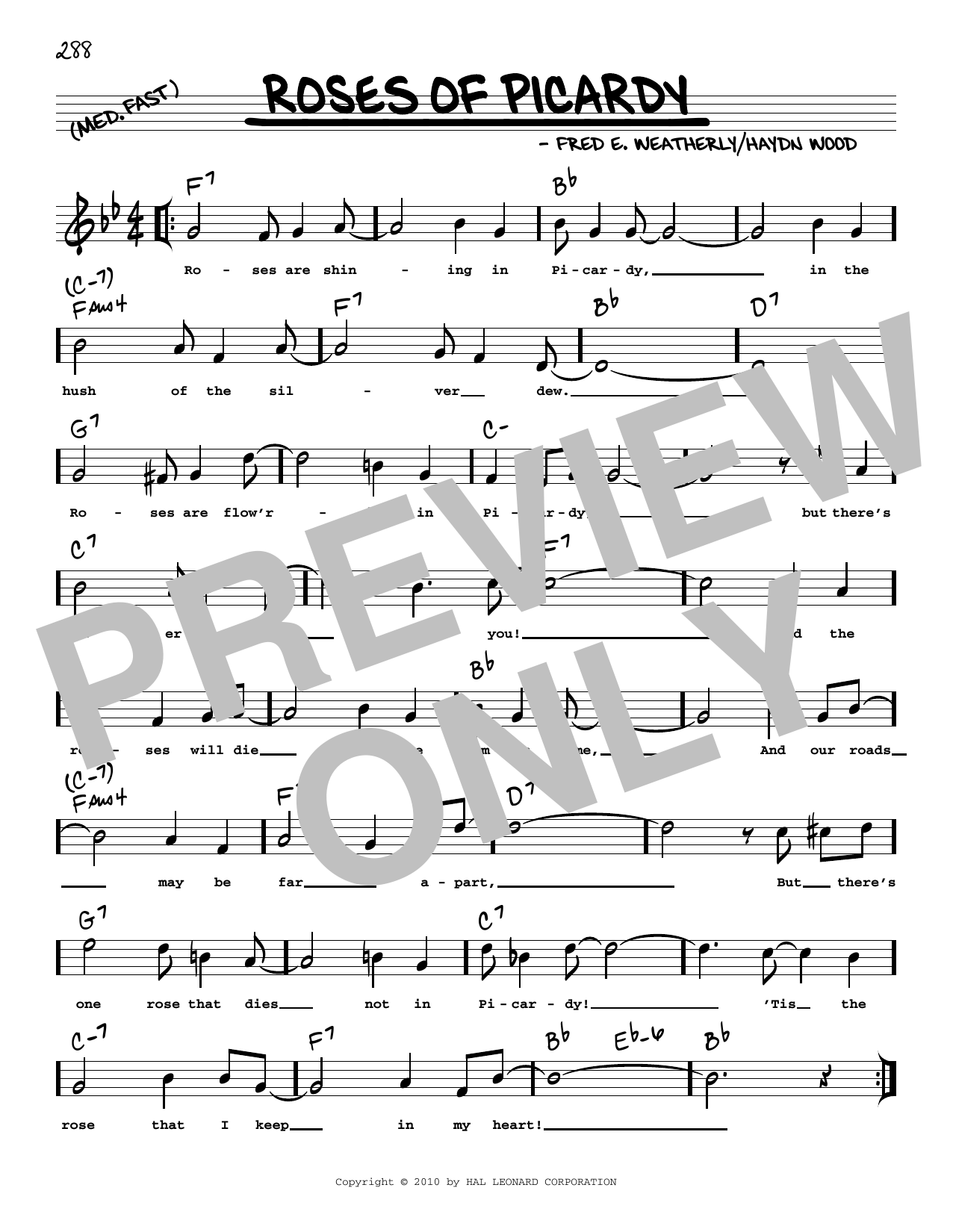 Haydn Wood Roses Of Picardy (arr. Robert Rawlins) Sheet Music Notes & Chords for Real Book – Melody, Lyrics & Chords - Download or Print PDF