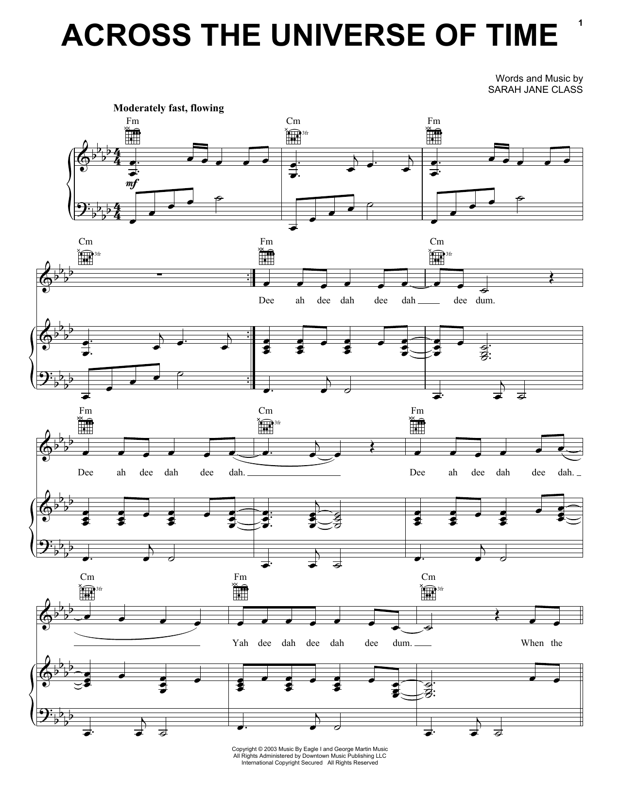 Hayley Westenra Across The Universe Of Time Sheet Music Notes & Chords for Piano, Vocal & Guitar (Right-Hand Melody) - Download or Print PDF