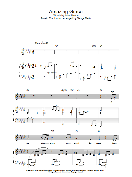 Hayley Westenra Amazing Grace Sheet Music Notes & Chords for Piano, Vocal & Guitar - Download or Print PDF