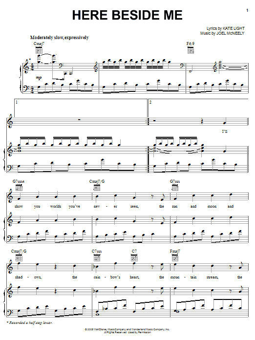 Hayley Westenra Here Beside Me Sheet Music Notes & Chords for Piano, Vocal & Guitar (Right-Hand Melody) - Download or Print PDF