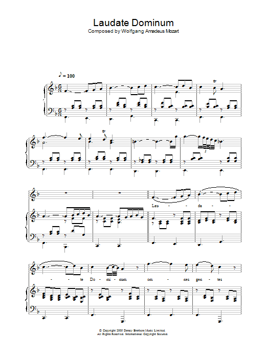 Hayley Westenra Laudate Dominum (from Solemn Vespers) Sheet Music Notes & Chords for Piano, Vocal & Guitar - Download or Print PDF