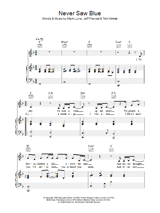 Hayley Westenra Never Saw Blue Sheet Music Notes & Chords for Piano, Vocal & Guitar - Download or Print PDF