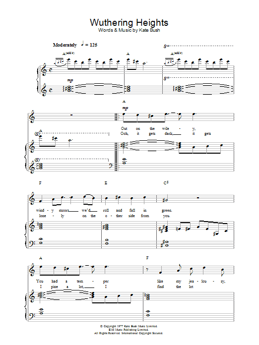 Hayley Westenra Wuthering Heights Sheet Music Notes & Chords for Piano, Vocal & Guitar - Download or Print PDF