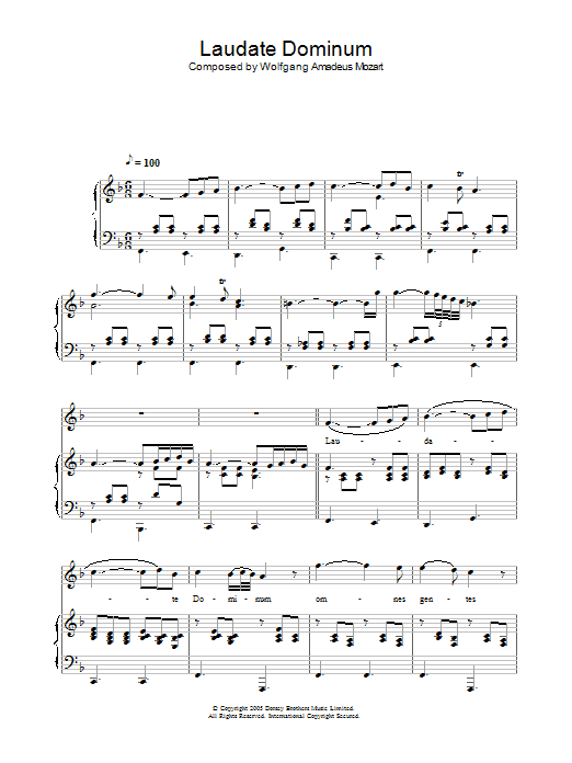Preview Hayley Westenra Laudate Dominum (from Solemn Vespers) Classical sheet music, notes and chords for Piano, Vocal & Guitar, SKU: 34092 Laudate Dominum (from Solemn Vespers) sheet music