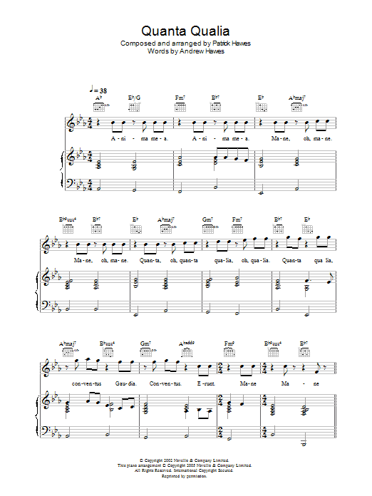 Preview Hayley Westenra Quanta Qualia Classical sheet music, notes and chords for Piano, Vocal & Guitar, SKU: 34099 Quanta Qualia sheet music