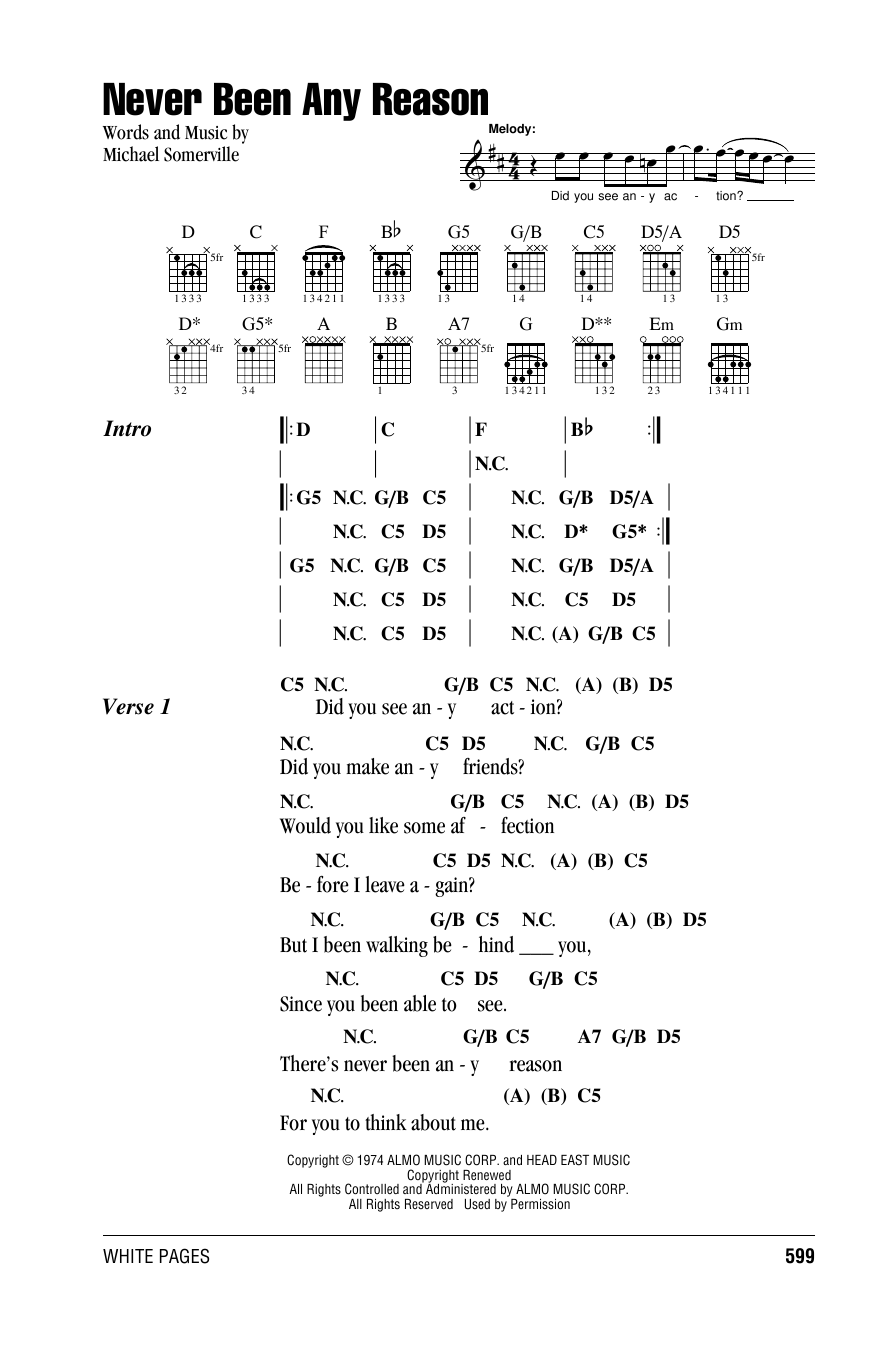 Head East Never Been Any Reason Sheet Music Notes & Chords for Guitar Tab - Download or Print PDF
