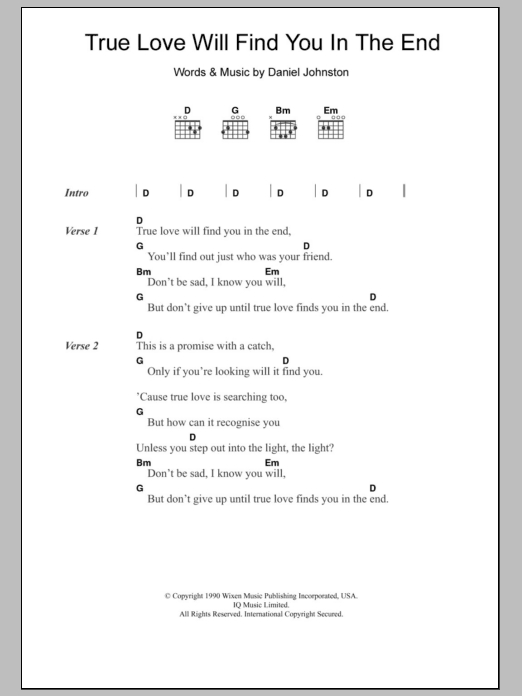 Headless Heroes True Love Will Find You In The End Sheet Music Notes & Chords for Lyrics & Chords - Download or Print PDF