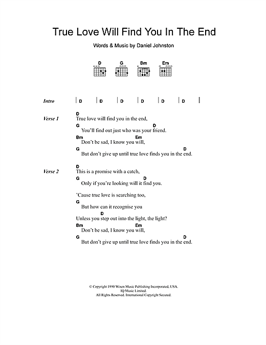 Headless Heroes True Love Will Find You In The End Sheet Music Notes & Chords for Lyrics & Chords - Download or Print PDF
