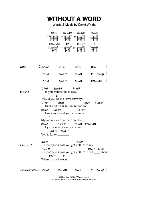 Headway Without A Word Sheet Music Notes & Chords for Lyrics & Chords - Download or Print PDF