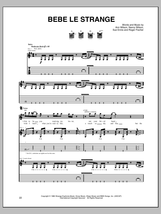 Heart Bebe Le Strange Sheet Music Notes & Chords for Guitar Tab - Download or Print PDF