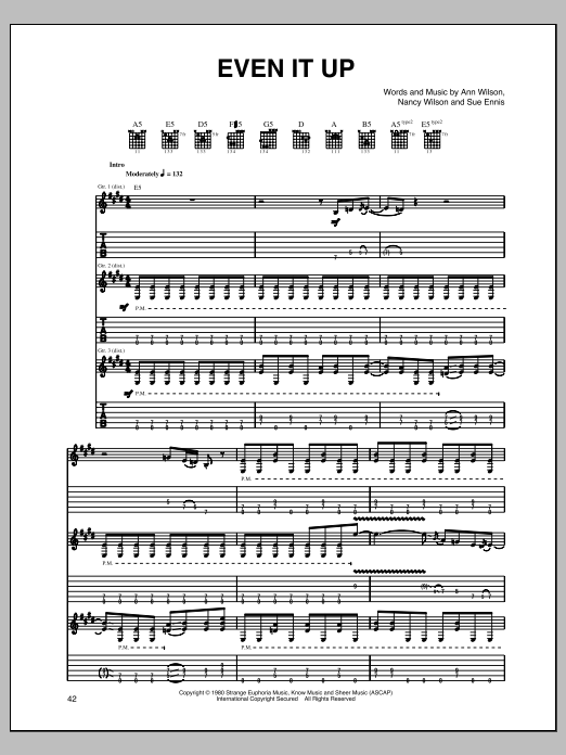 Heart Even It Up Sheet Music Notes & Chords for Guitar Tab - Download or Print PDF