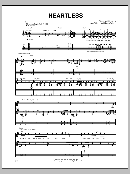 Heart Heartless Sheet Music Notes & Chords for Guitar Tab - Download or Print PDF Heart Heartless Sheet Music Notes & Chords for Guitar Tab - Download or Print PDF