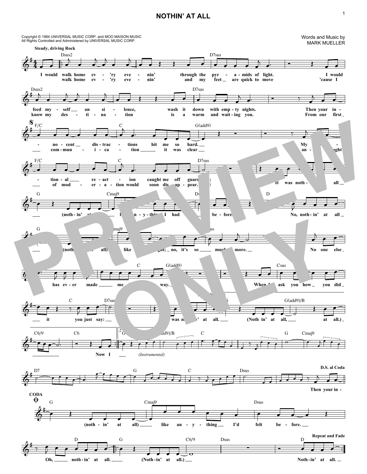 Heart Nothin' At All Sheet Music Notes & Chords for Piano, Vocal & Guitar Chords (Right-Hand Melody) - Download or Print PDF