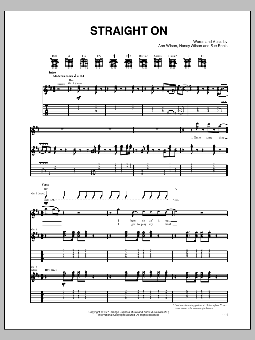 Heart Straight On Sheet Music Notes & Chords for Guitar Tab - Download or Print PDF