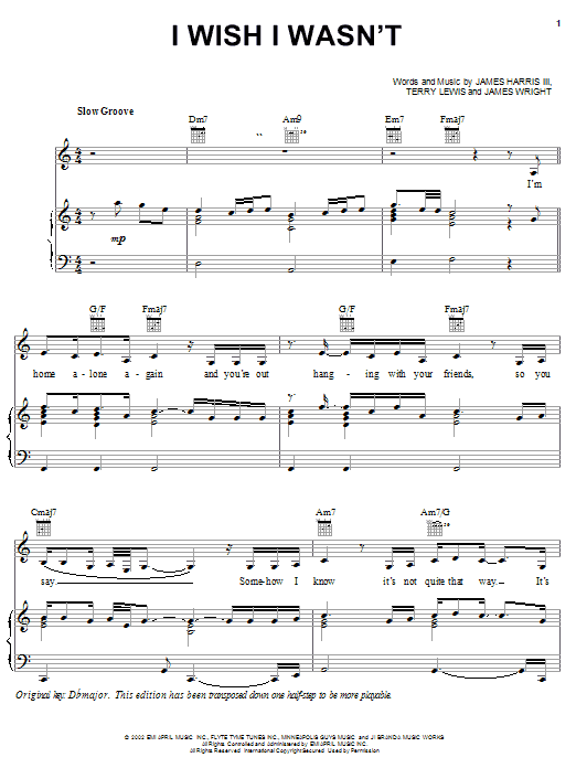 Heather Headley I Wish I Wasn't Sheet Music Notes & Chords for Piano, Vocal & Guitar (Right-Hand Melody) - Download or Print PDF