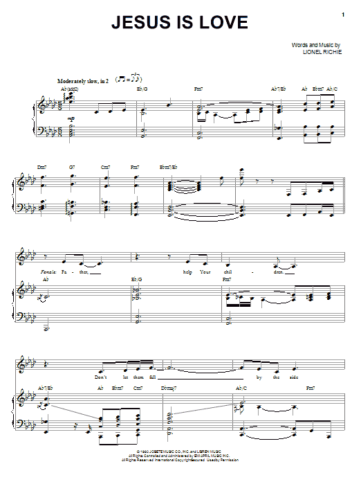 Heather Headley Jesus Is Love Sheet Music Notes & Chords for Piano, Vocal & Guitar (Right-Hand Melody) - Download or Print PDF