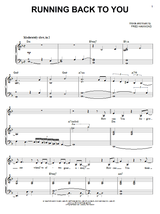 Heather Headley Running Back To You Sheet Music Notes & Chords for Piano, Vocal & Guitar (Right-Hand Melody) - Download or Print PDF