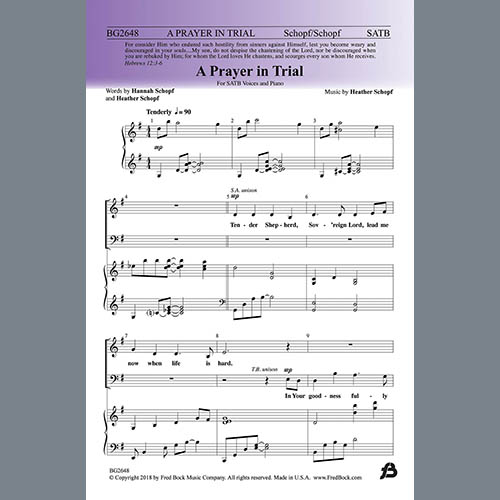 Heather Schopf, A Prayer In Trial, SATB Choir