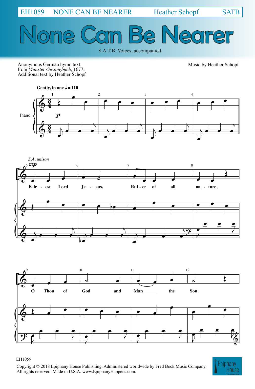 Heather Schopf None Can Be Nearer Sheet Music Notes & Chords for SATB Choir - Download or Print PDF