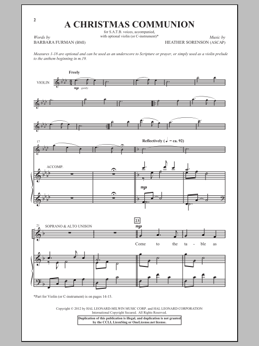 Heather Sorenson A Christmas Communion Sheet Music Notes & Chords for SATB - Download or Print PDF