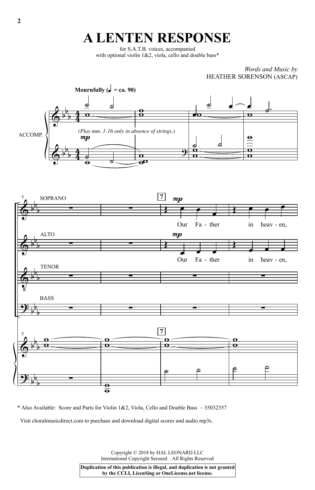 Heather Sorenson A Lenten Response Sheet Music Notes & Chords for SATB Choir - Download or Print PDF