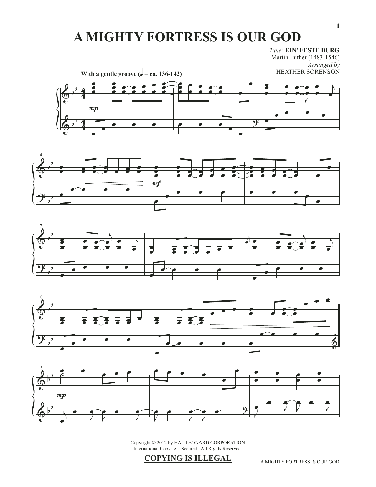 Heather Sorenson A Mighty Fortress Is Our God (from Images: Sacred Piano Reflections) Sheet Music Notes & Chords for Piano Solo - Download or Print PDF