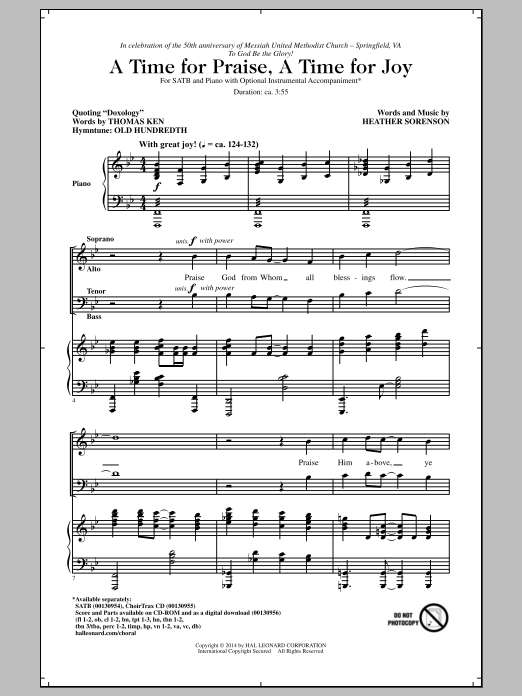 Heather Sorenson A Time For Praise, A Time For Joy Sheet Music Notes & Chords for SATB - Download or Print PDF