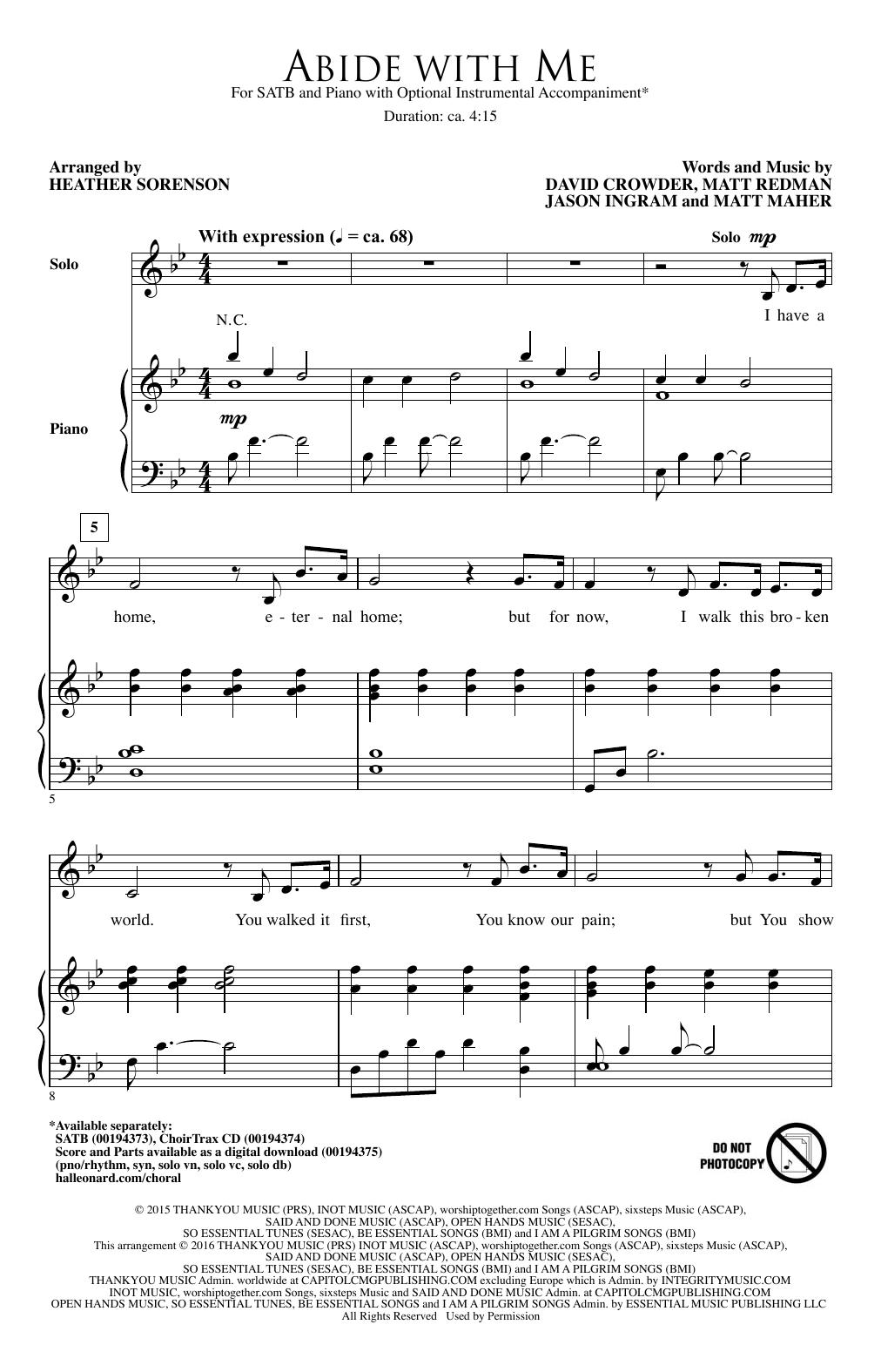 Heather Sorenson Abide With Me Sheet Music Notes & Chords for SATB - Download or Print PDF