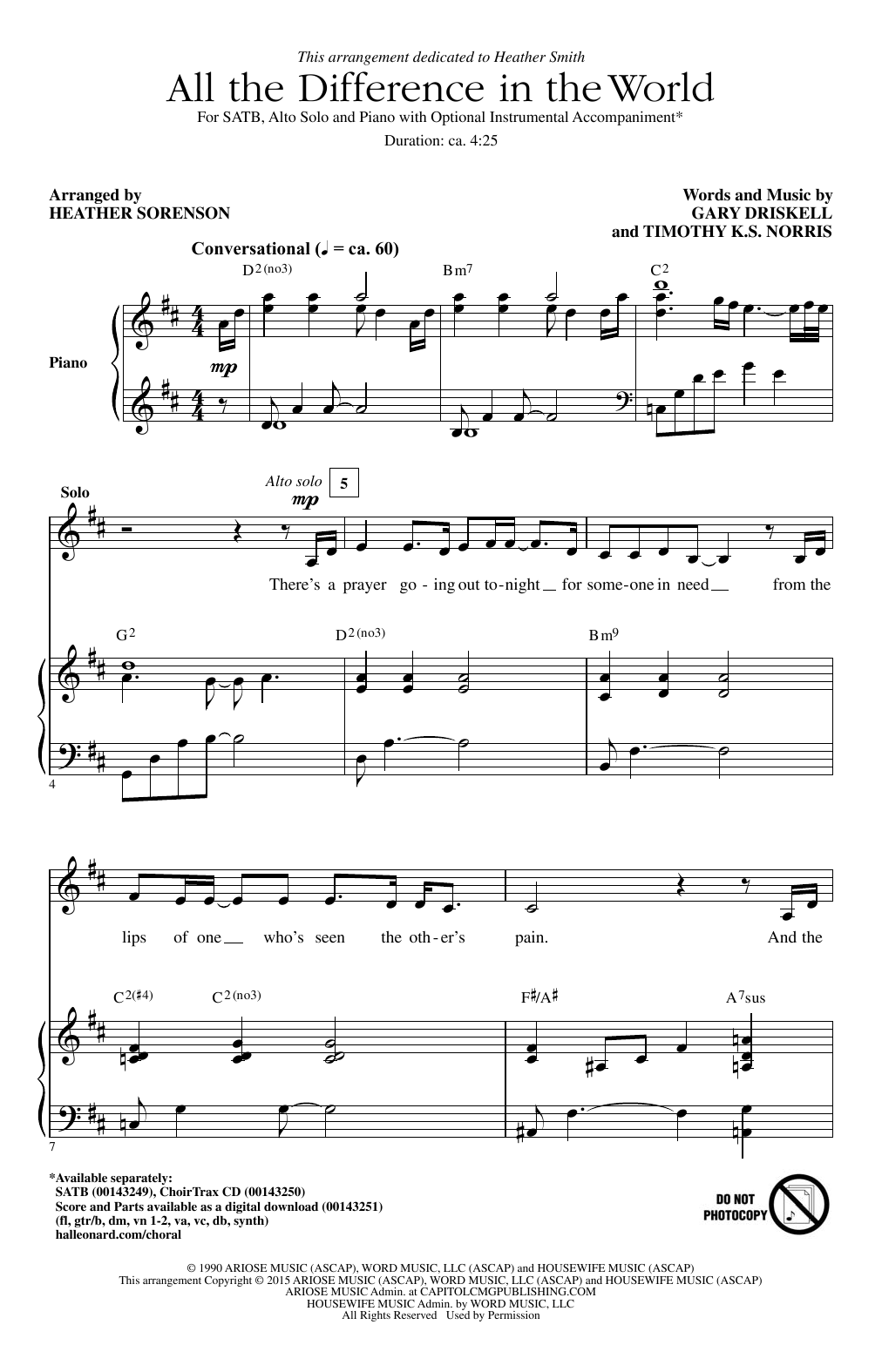 Heather Sorenson All The Difference In The World Sheet Music Notes & Chords for SATB - Download or Print PDF