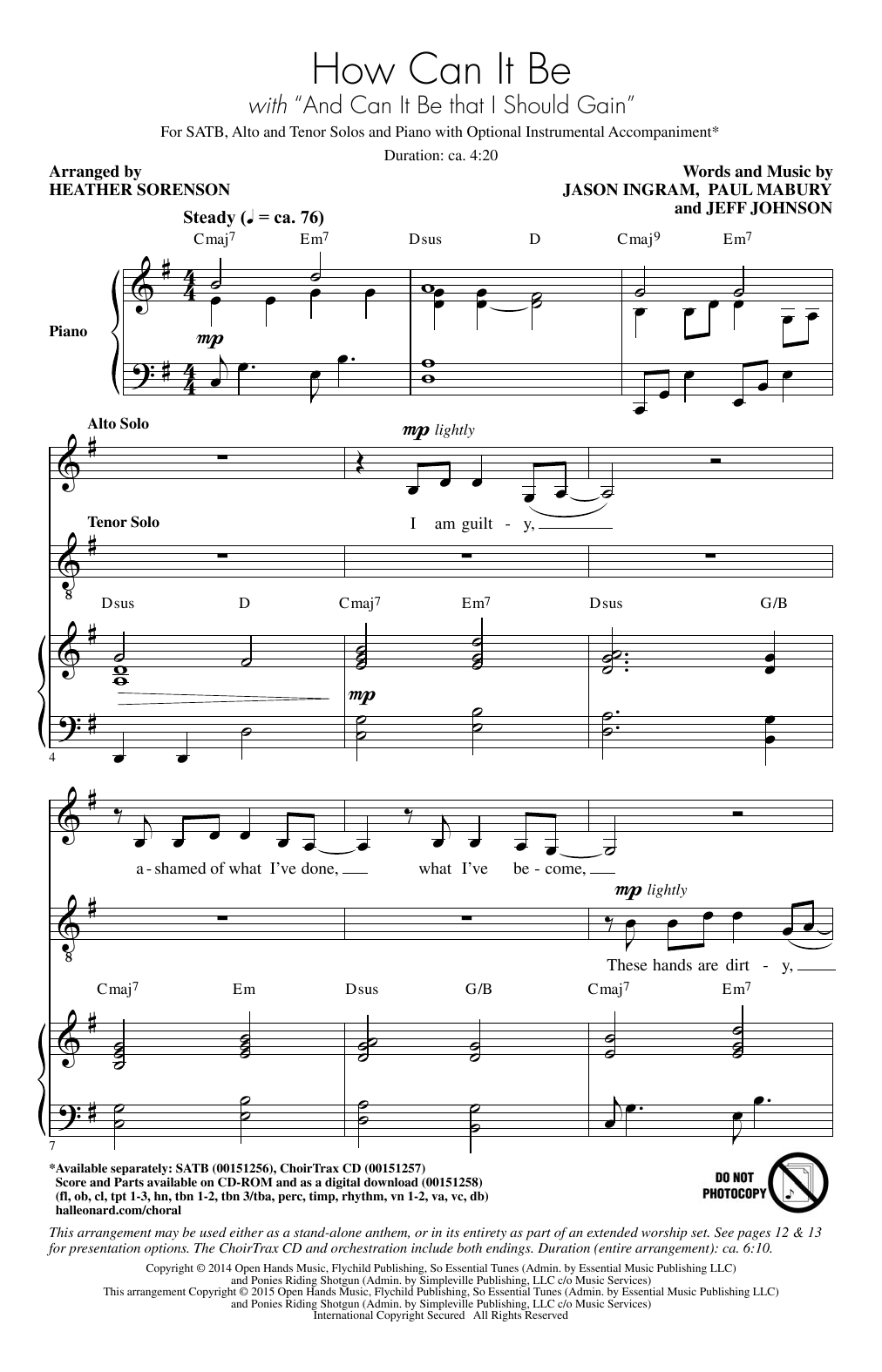 Lauren Daigle How Can It Be/ And Can It Be That I Should Gain (arr. Heather Sorenson) Sheet Music Notes & Chords for SATB - Download or Print PDF
