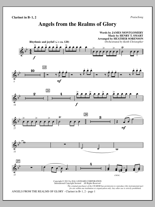 Heather Sorenson Angels From The Realms Of Glory - Bb Clarinet 1 & 2 Sheet Music Notes & Chords for Choir Instrumental Pak - Download or Print PDF