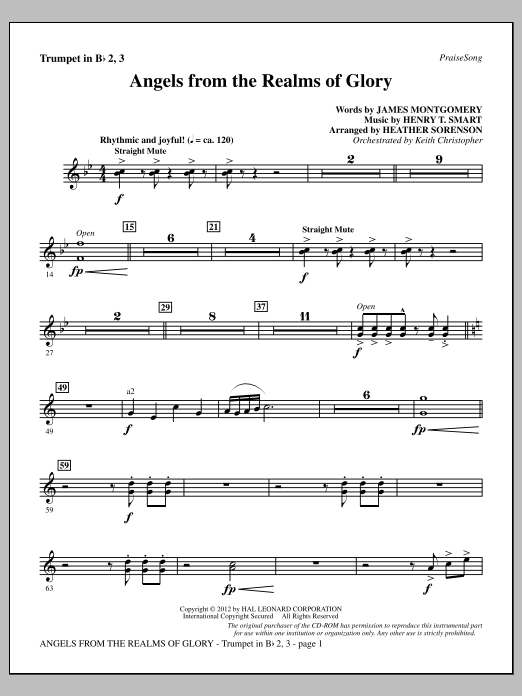 Heather Sorenson Angels From The Realms Of Glory - Bb Trumpet 2,3 Sheet Music Notes & Chords for Choir Instrumental Pak - Download or Print PDF