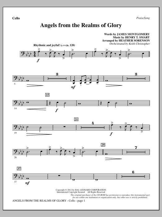 Heather Sorenson Angels From The Realms Of Glory - Cello Sheet Music Notes & Chords for Choir Instrumental Pak - Download or Print PDF