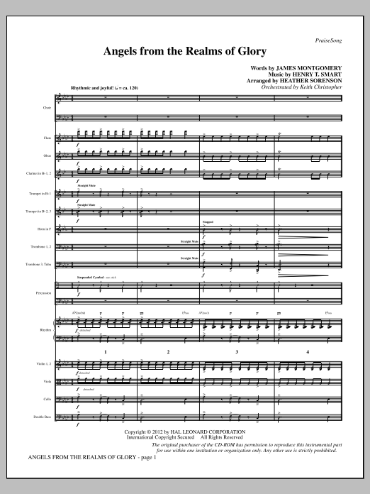 Heather Sorenson Angels From The Realms Of Glory - Full Score Sheet Music Notes & Chords for Choir Instrumental Pak - Download or Print PDF