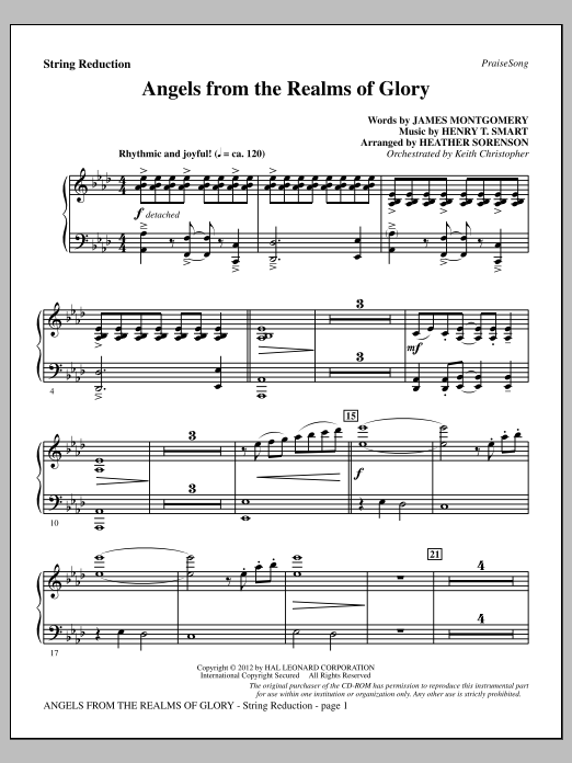 Heather Sorenson Angels From The Realms Of Glory - Keyboard String Reduction Sheet Music Notes & Chords for Choir Instrumental Pak - Download or Print PDF