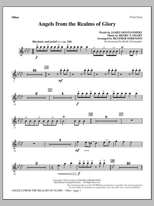 Heather Sorenson Angels From The Realms Of Glory - Oboe Sheet Music Notes & Chords for Choir Instrumental Pak - Download or Print PDF