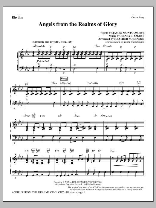 Heather Sorenson Angels From The Realms Of Glory - Rhythm Sheet Music Notes & Chords for Choir Instrumental Pak - Download or Print PDF