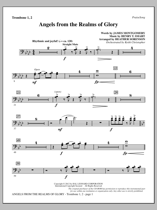 Heather Sorenson Angels From The Realms Of Glory - Trombone 1 & 2 Sheet Music Notes & Chords for Choir Instrumental Pak - Download or Print PDF