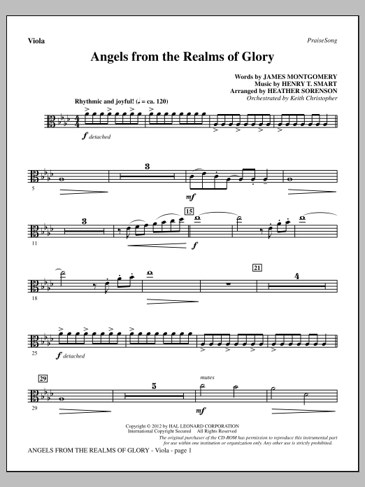 Heather Sorenson Angels From The Realms Of Glory - Viola Sheet Music Notes & Chords for Choir Instrumental Pak - Download or Print PDF
