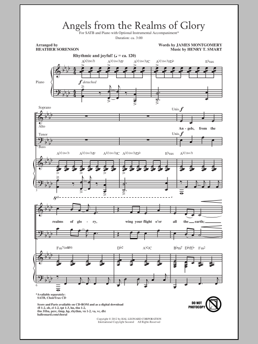 Heather Sorenson Angels From The Realms Of Glory Sheet Music Notes & Chords for SATB - Download or Print PDF