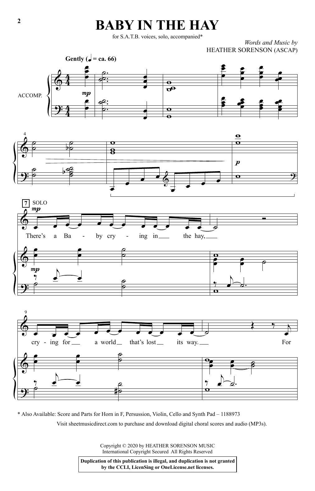 Heather Sorenson Baby In The Hay Sheet Music Notes & Chords for SATB Choir - Download or Print PDF