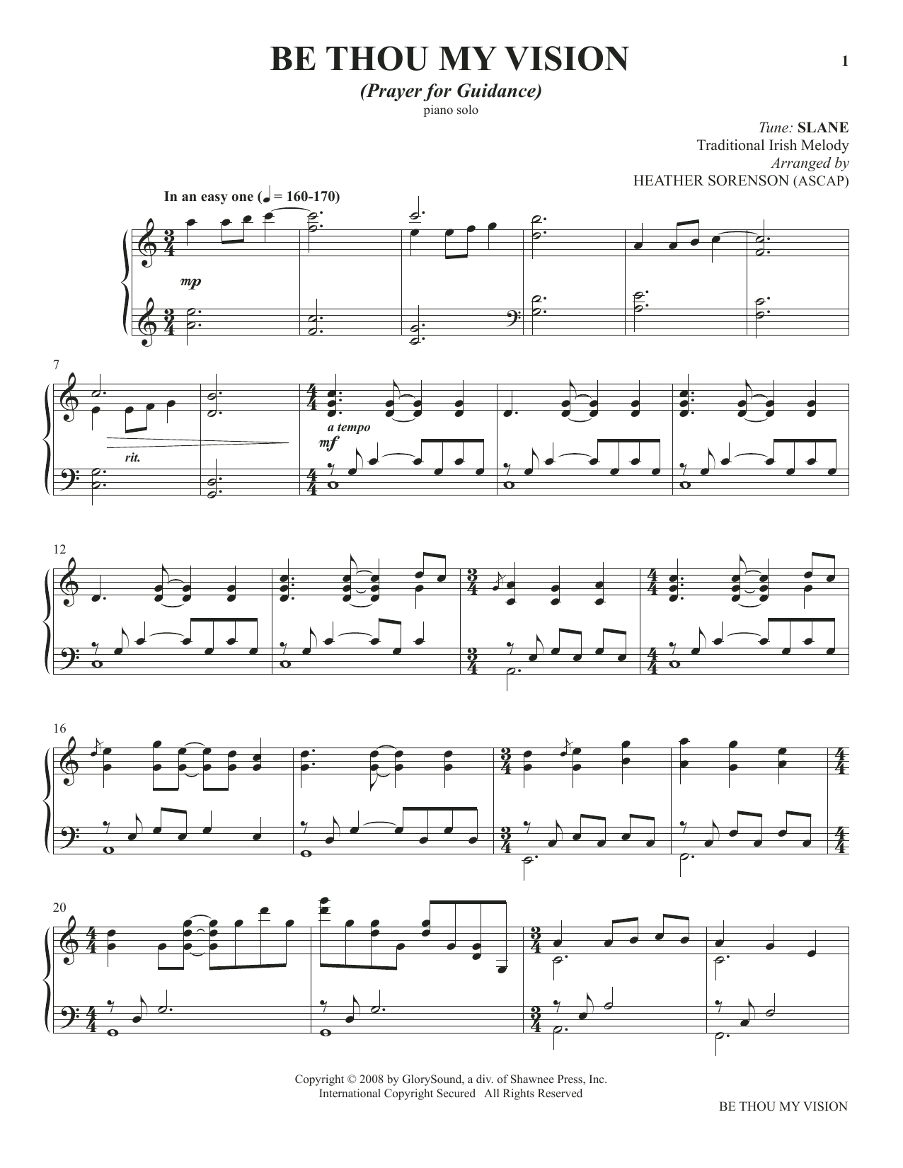 Heather Sorenson Be Thou My Vision (from The Prayer Project) Sheet Music Notes & Chords for Piano Solo - Download or Print PDF