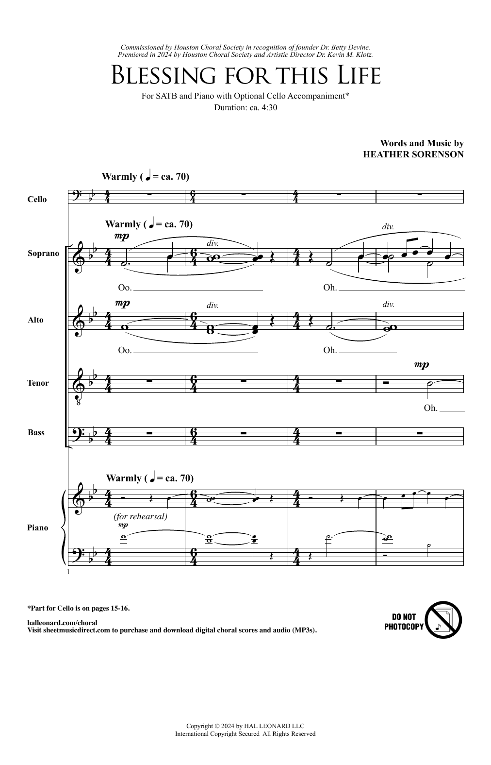 Heather Sorenson Blessing For This Life Sheet Music Notes & Chords for SATB Choir - Download or Print PDF