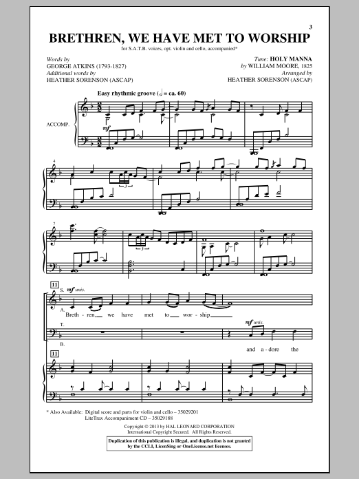 Heather Sorenson Brethren, We Have Met To Worship Sheet Music Notes & Chords for SATB - Download or Print PDF