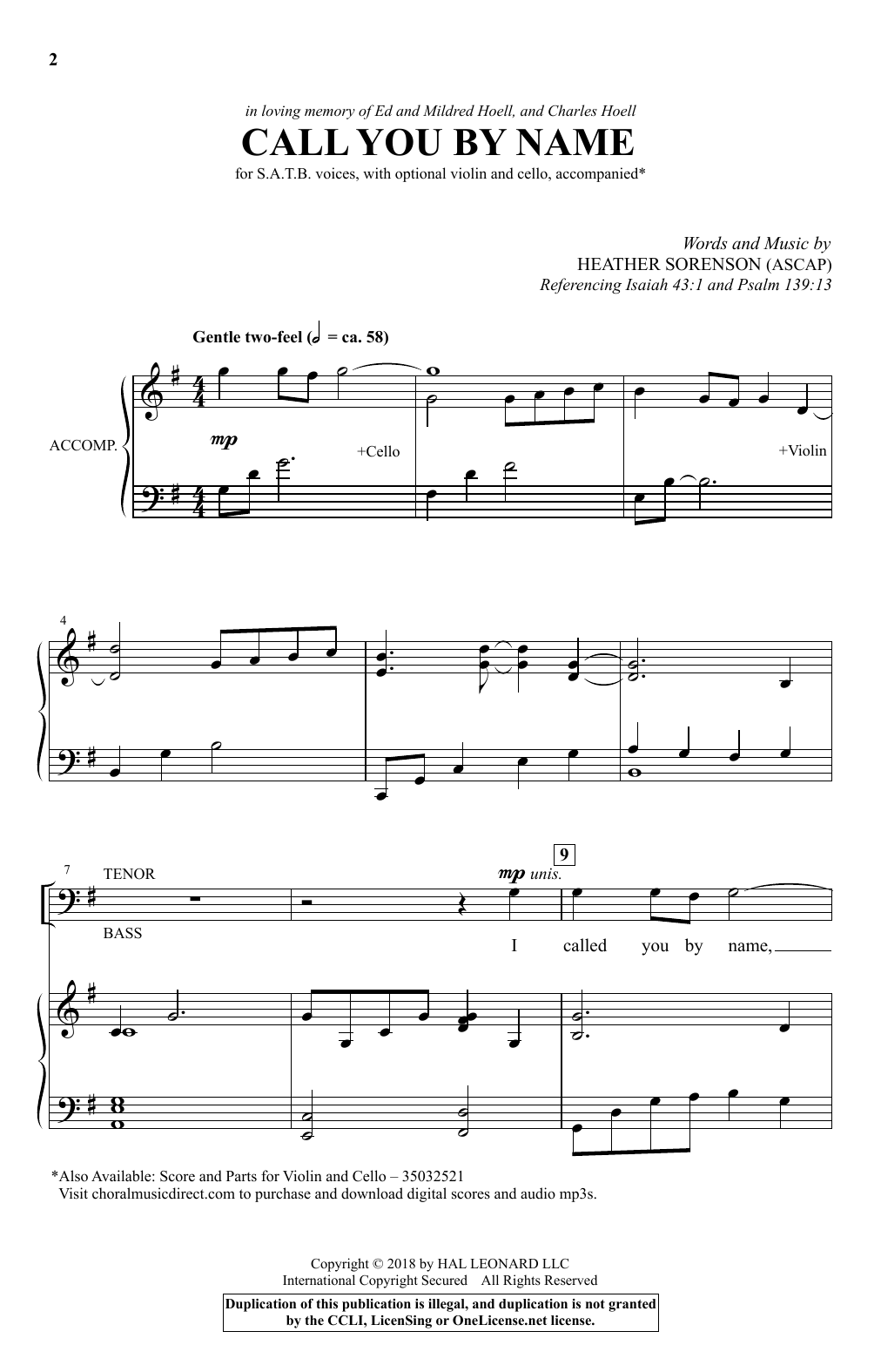 Heather Sorenson Call You By Name Sheet Music Notes & Chords for SATB Choir - Download or Print PDF