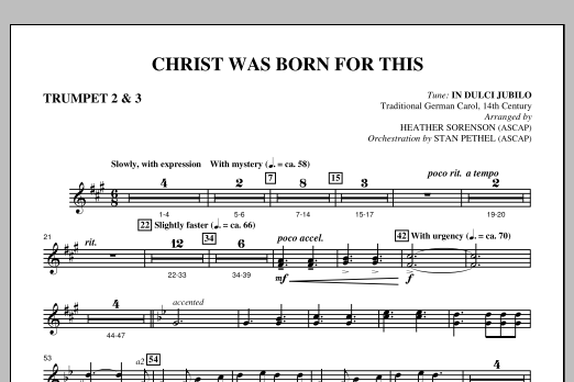 Heather Sorenson Christ Was Born For This - Bb Trumpet 2,3 Sheet Music Notes & Chords for Choir Instrumental Pak - Download or Print PDF
