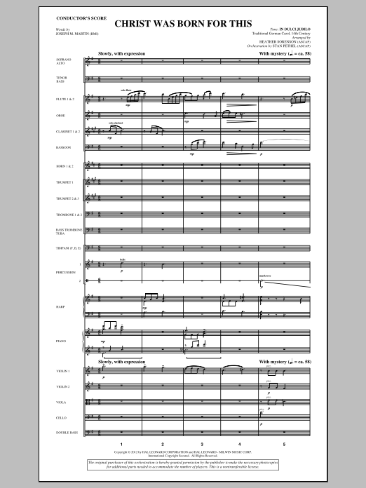 Heather Sorenson Christ Was Born For This - Score Sheet Music Notes & Chords for Choir Instrumental Pak - Download or Print PDF