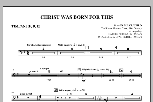 Heather Sorenson Christ Was Born For This - Timpani Sheet Music Notes & Chords for Choir Instrumental Pak - Download or Print PDF