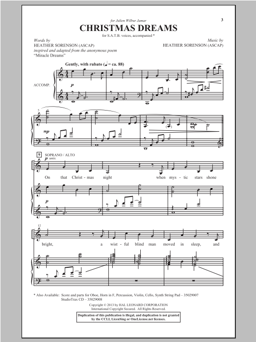 Heather Sorenson Christmas Dreams Sheet Music Notes & Chords for SATB - Download or Print PDF
